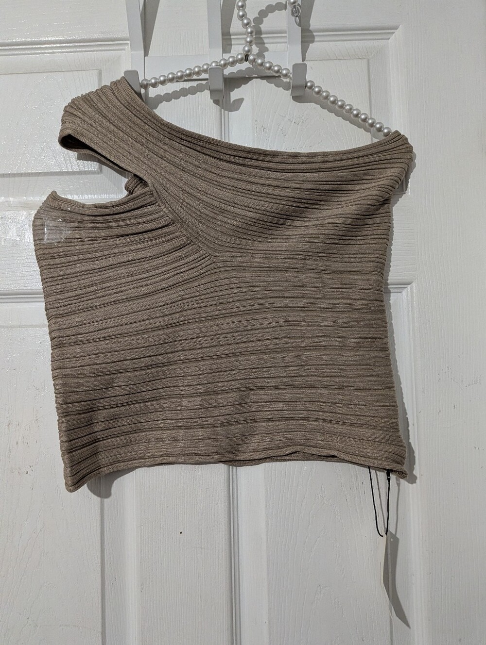 Commense Twisted One Shoulder Ribbed Knit Top - Picture 11 of 13